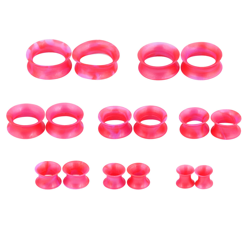 Pair Thin Silicone Ear Plugs-Tunnels Soft Ear Gauges Flexible Earlets 2g-3/4”