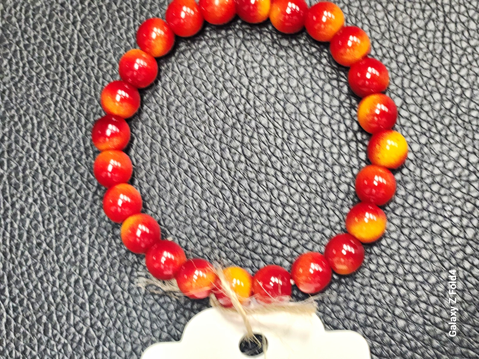 Handmade Carnelian Stone Beaded Stretch Bracelet Round Red Orange Unisex Adults