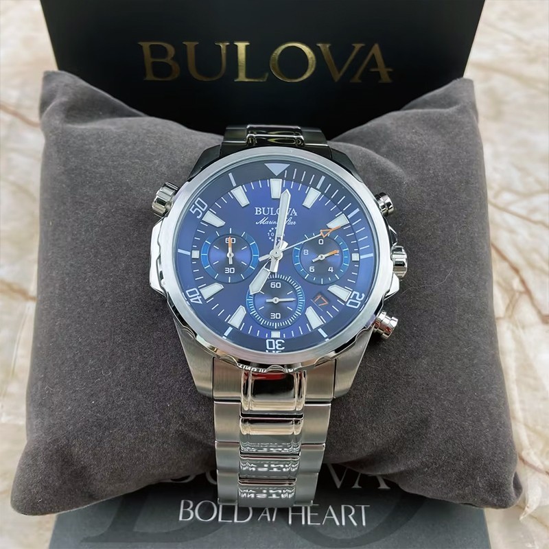 Bulova Marine Star Blue Dial Chronograph Men’s Swiss Quartz 96B256 Watch 43MM