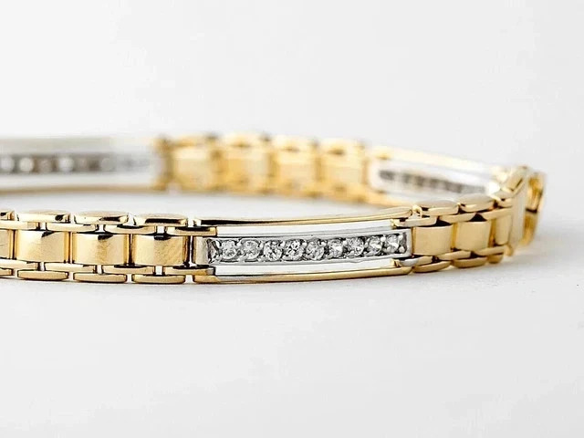 3Ct Round Cut Lab Created Diamond Men’s Unique Bracelet In 14K Two Gold Plated