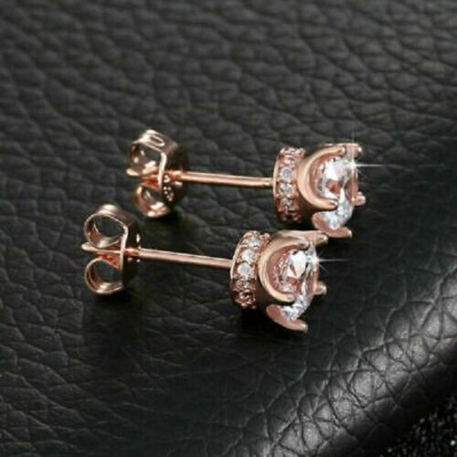 2Ct Lab Created Diamond Gorgeous Six Prong Stud Earrings 14K Rose Gold Over