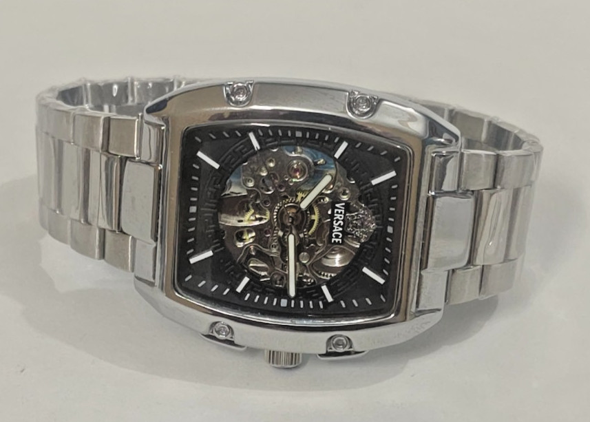 Luxury Versace Skeleton Automatic Black Dial Swiss Made For Man’s Wrist Watch