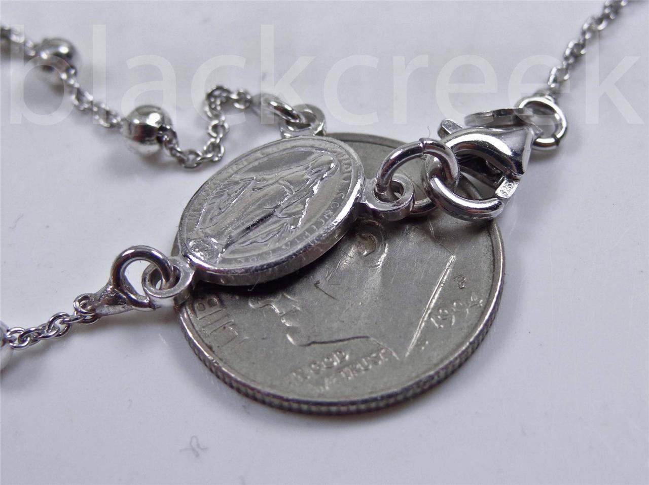 925 Sterling Silver ~ Bead Rosary Necklace ~ Crucifix ~ 16 / 18 / 22 / 24 inches