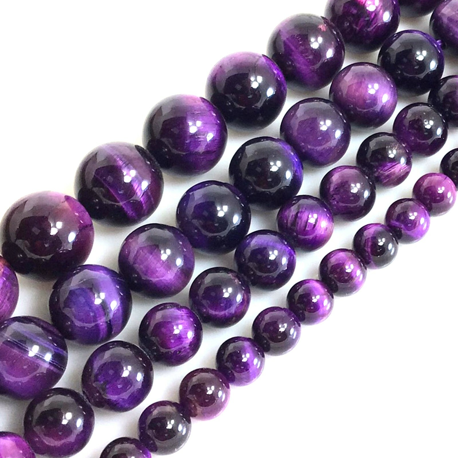 Gemstone Purple Tiger eye Round Loose Bead 15″ 4mm 6mm 8mm 10mm 12mm Beading