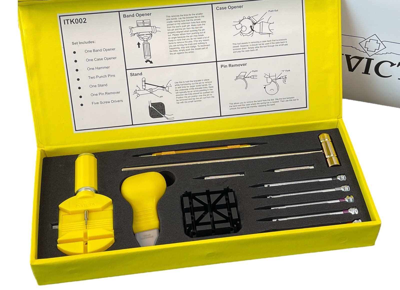 New Invicta Watch Tool Repair Kit 12 Piece Set Band & Case Opener Screw Driver