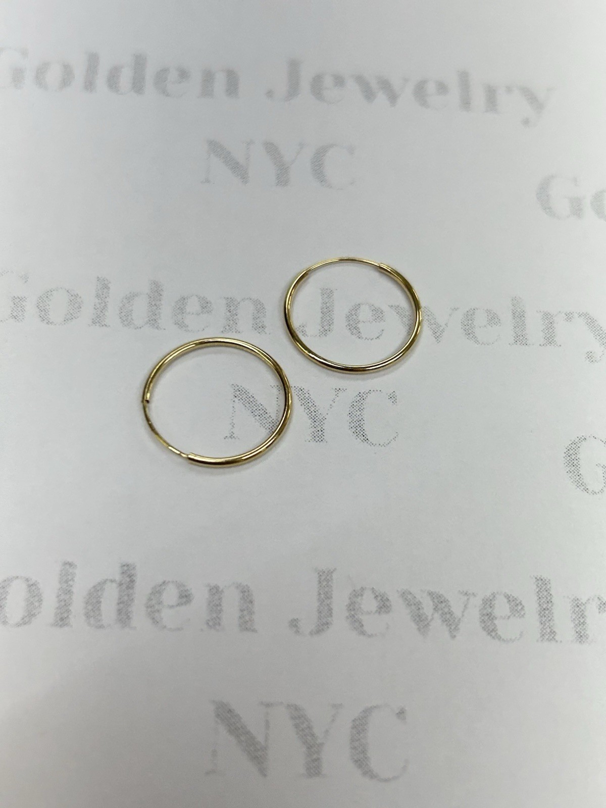 14K Yellow Gold Endless Hoops Earrings 15mm