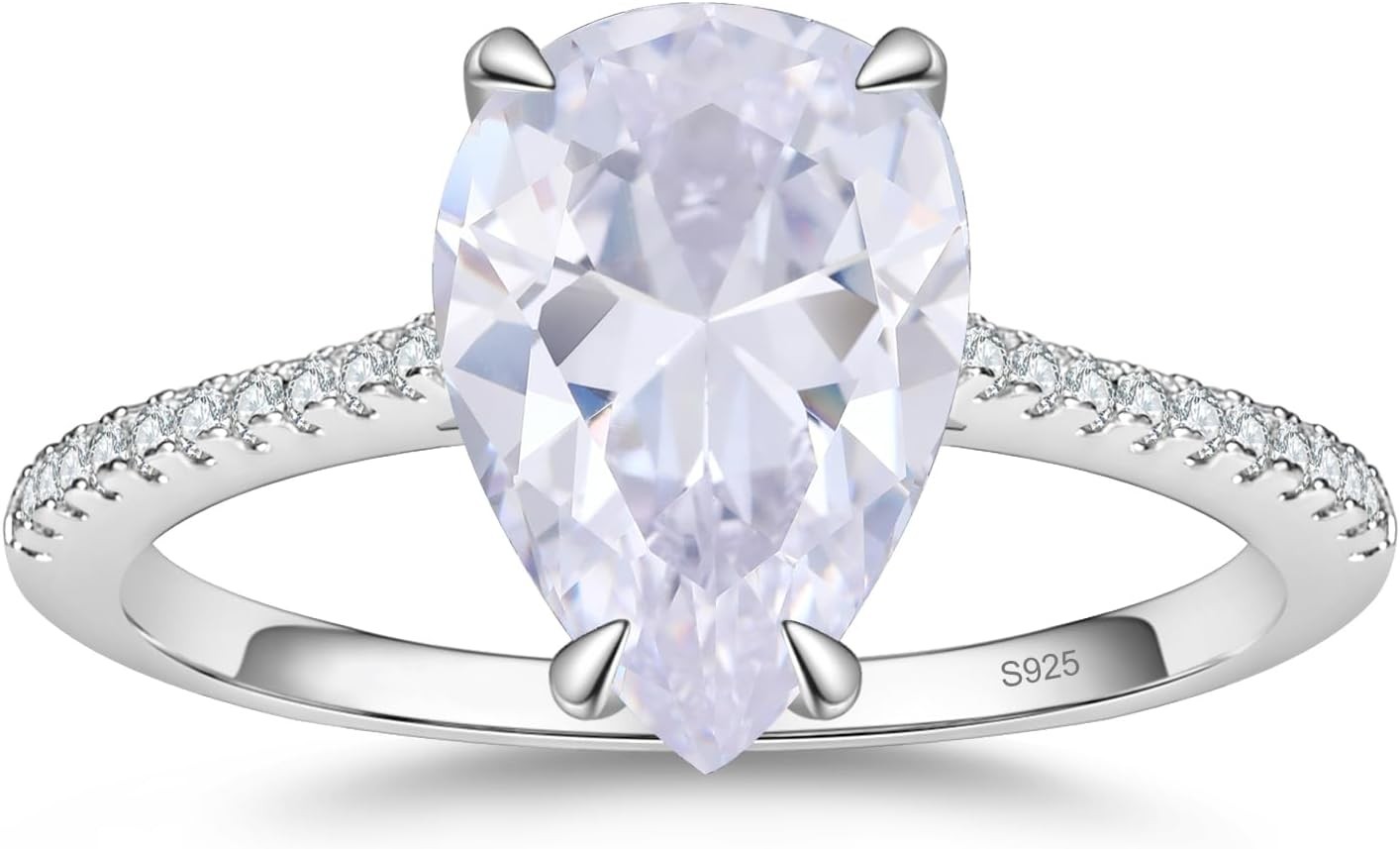 1.5-5CT Multi Cut CZ Solitaire Engagement Ring S925 Silver 18K White Gold Plated