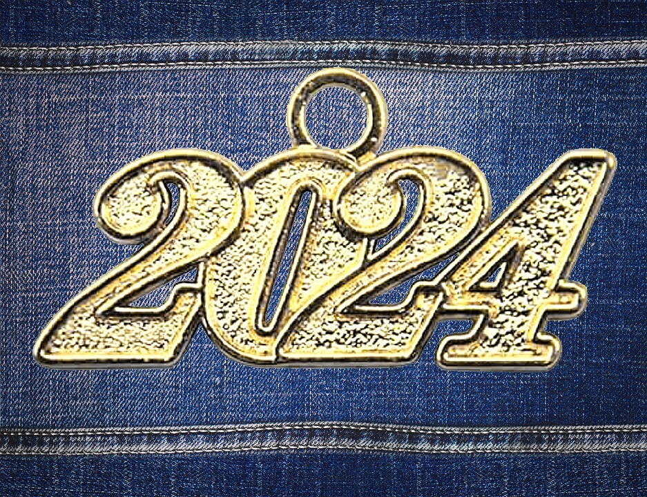 2024 Gold Metal Graduation Tassel Charm Year Date for Cap or Bracelet (Qty: 1)