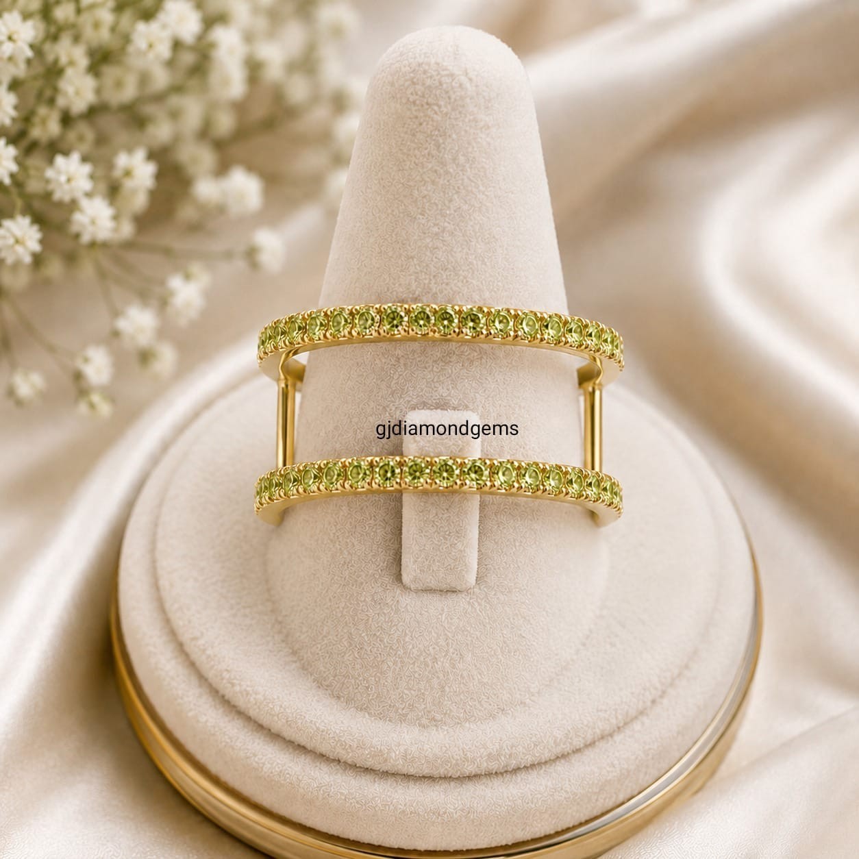 2ct Simulated Green Peridot Smart Ring 925 Silver Enhancer Ge3 & 4 Oura Guard