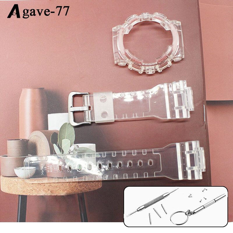 Transparent Watch Strap+Bezel Replacement Band For Casio GMA-S110/S120/S130/S140