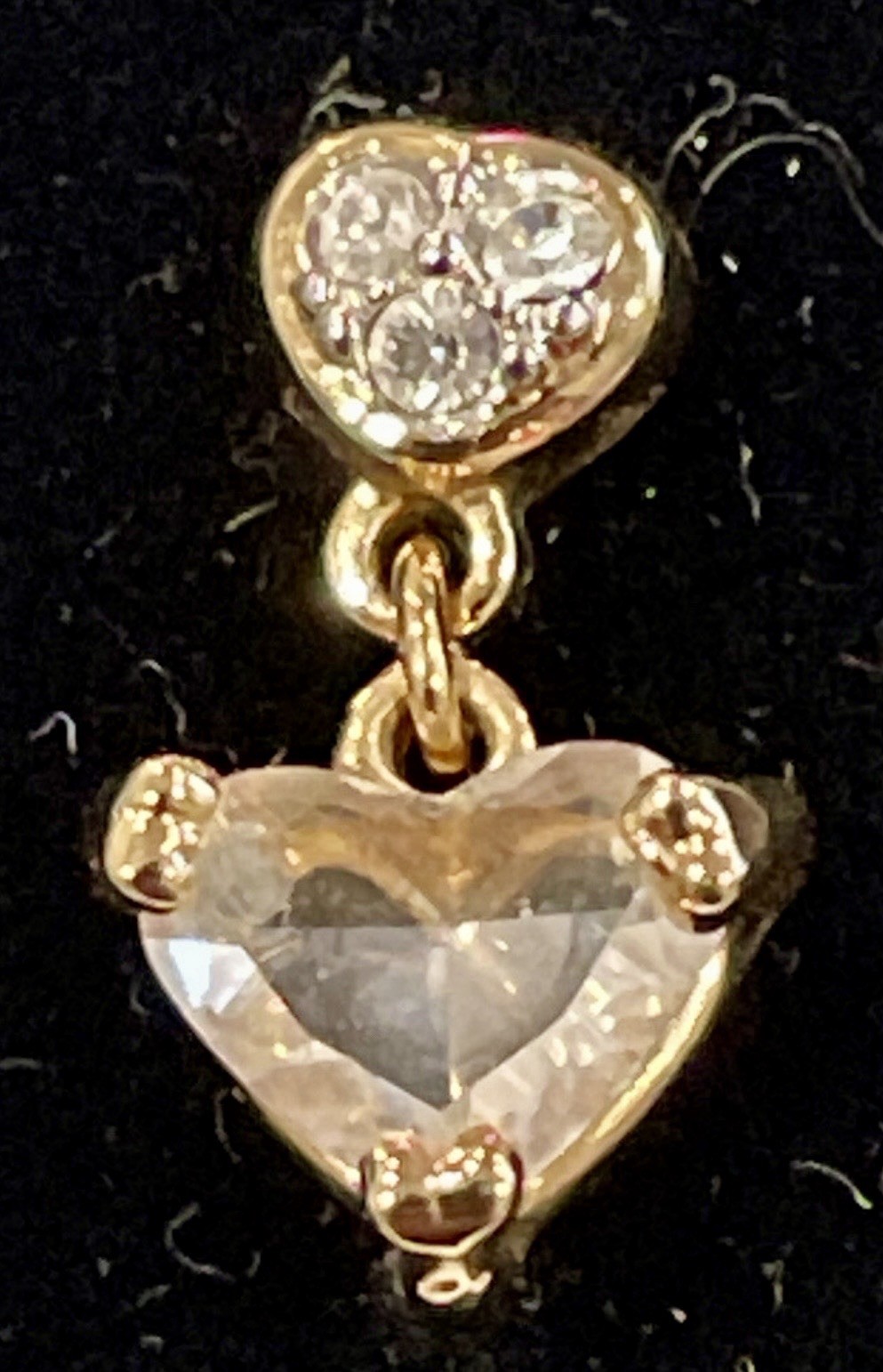 Swarovski Swan Signed Heart Earrings With 14KT Gold Posts