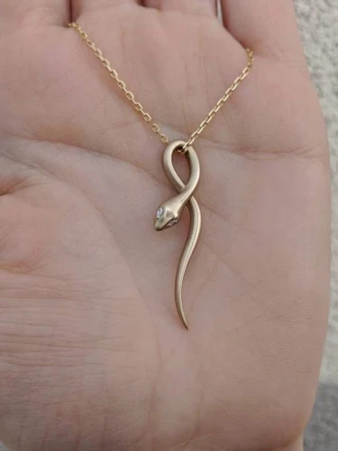 0.10Ct Round Simulated Diamond Eye Snake Pendant 18″ Necklace 14k Gold Plated