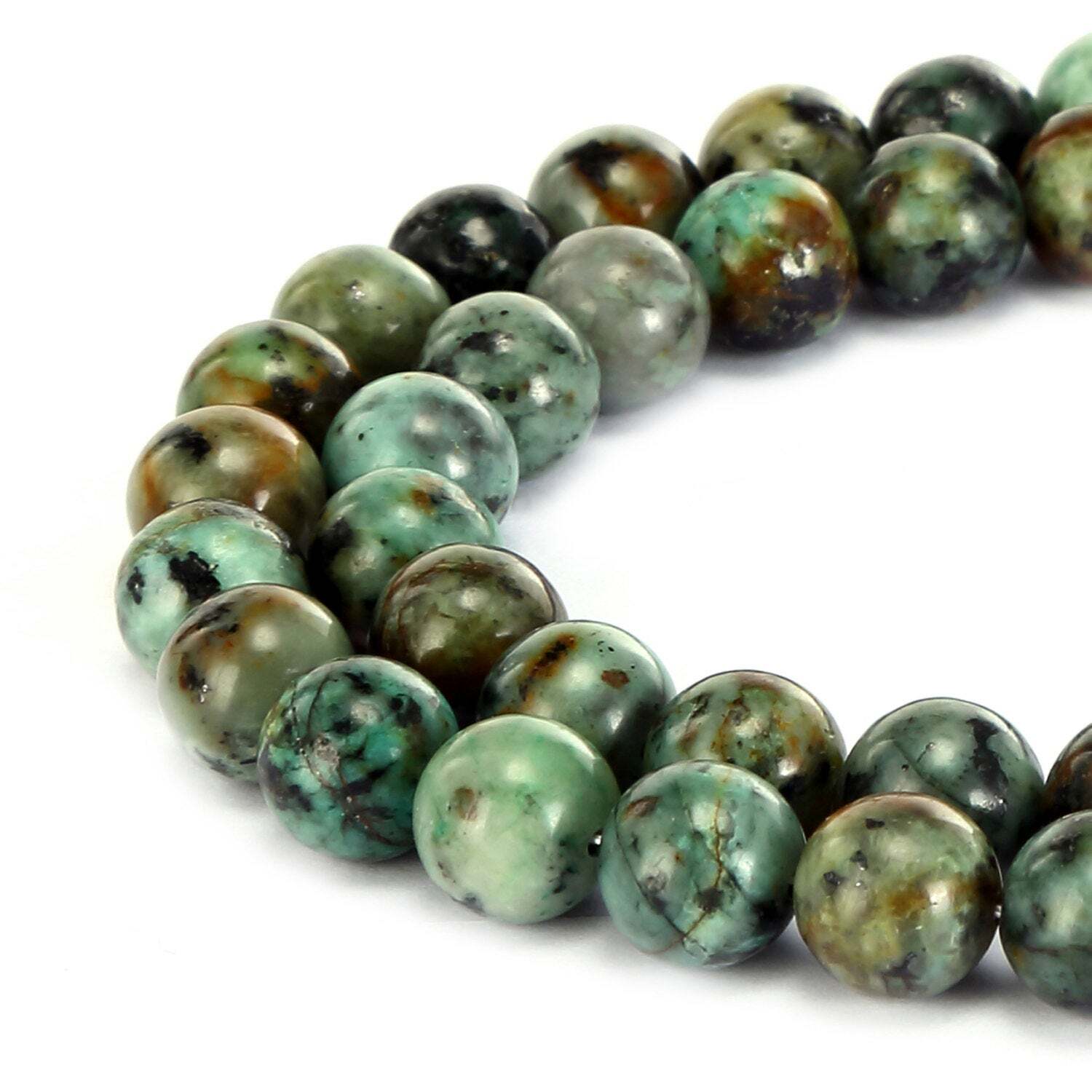 African Turquoise Smooth Round Beads 4mm 6mm 8mm 10mm 12mm 15.5″ Strand