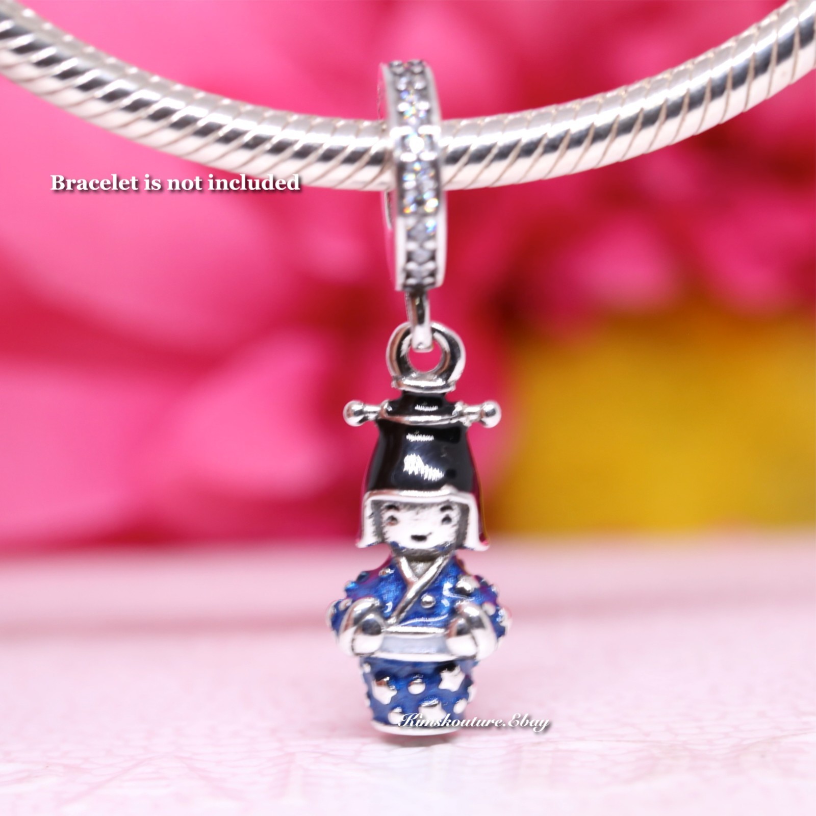 Authentic Pandora Japanese Doll in Blue Kimono Sterling Silver Charm 798595C01
