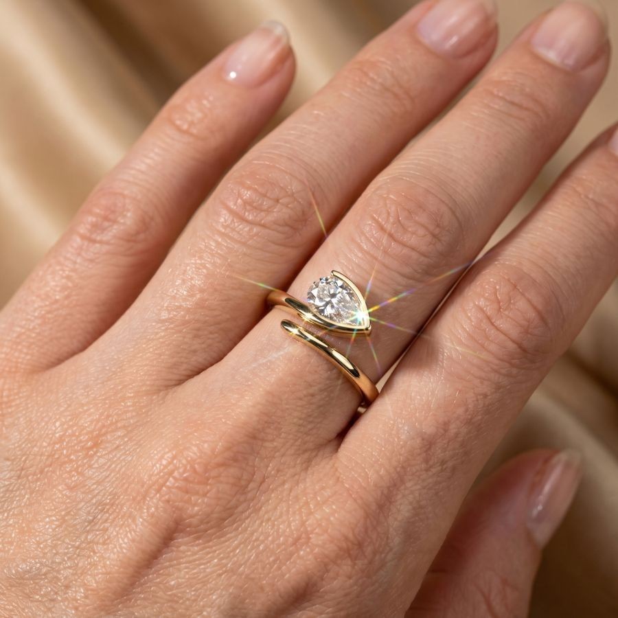2.00Ct Pear-Cut VS1 Lab Grown Diamond Wedding Engagement Ring 14k Yellow Gold