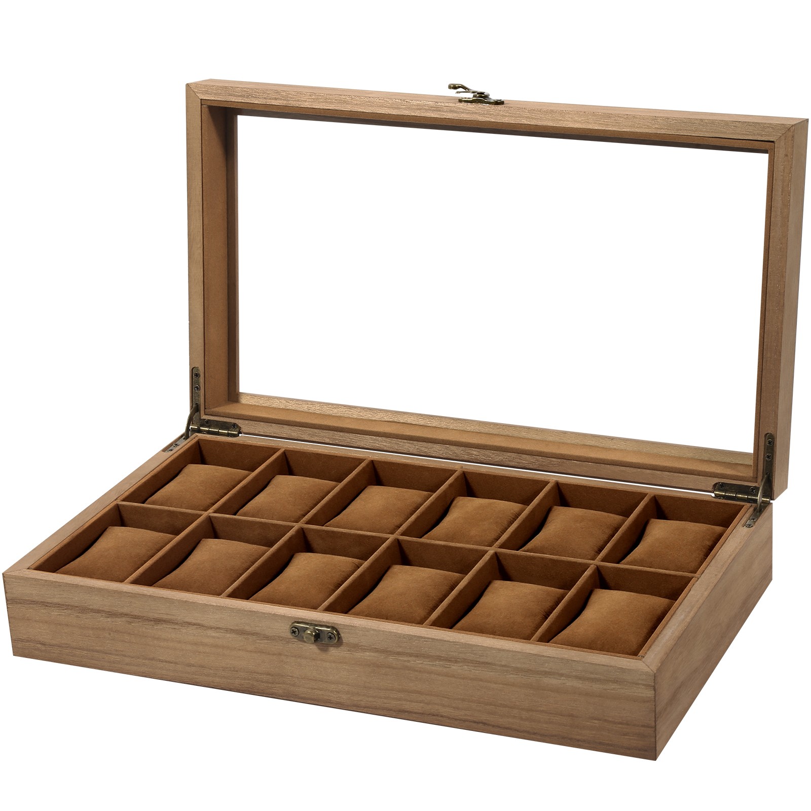 12 Slots Watch Box Solid Wood Organizer Watch Case Jewelry Storage Display Case