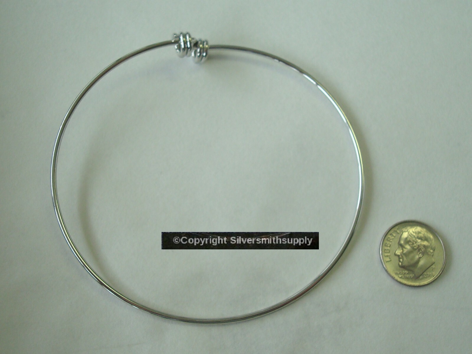 Bangle bracelet adjustable size from 7-9 in wrapped coil ends adjustable FJ058