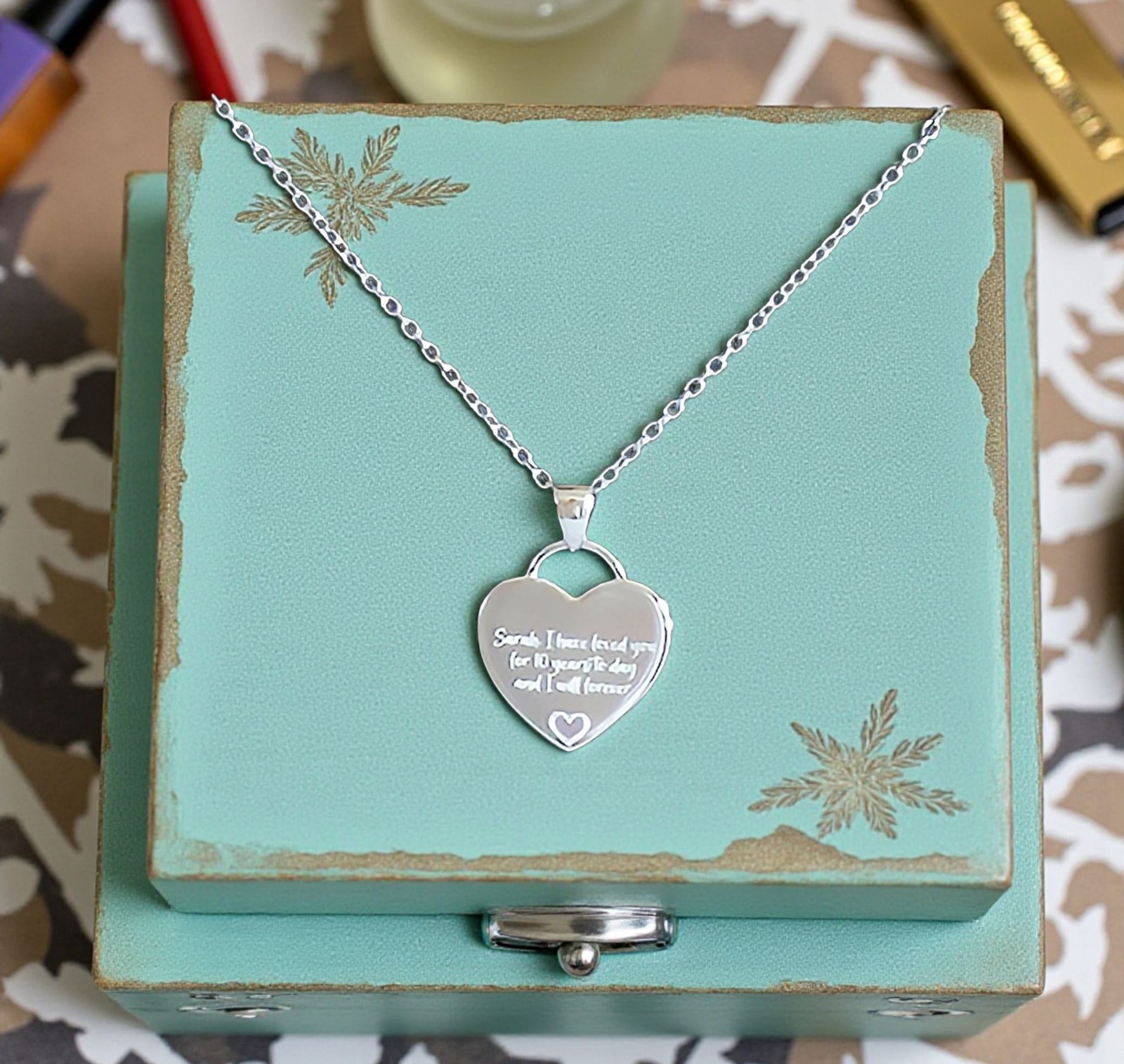 Personalised 925 Sterling Silver Heart Tag Charm Pendant Engraved Necklace Gift