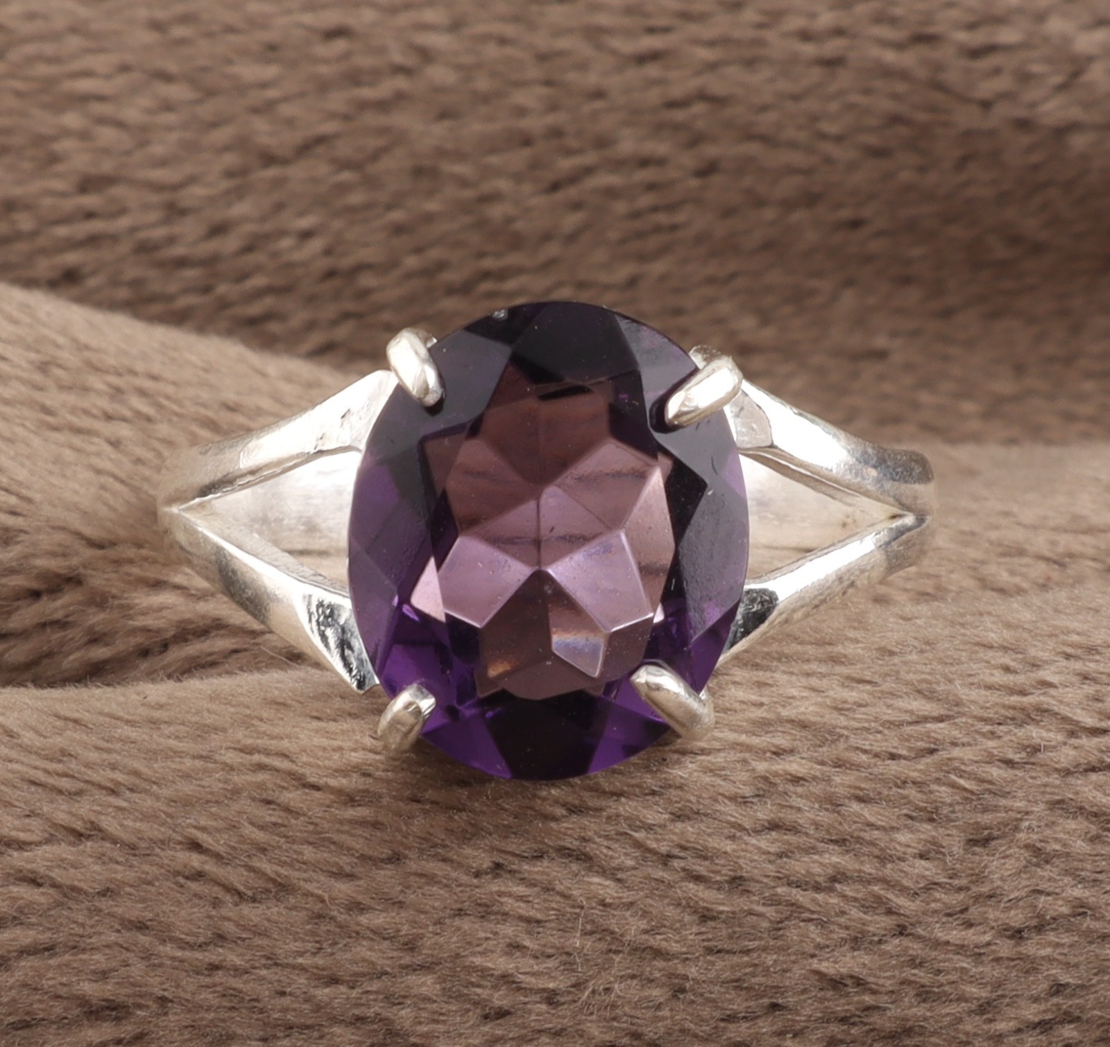 African Amethyst Gemstone 925 Sterling Silver Handmade Jewelry Ring All Size
