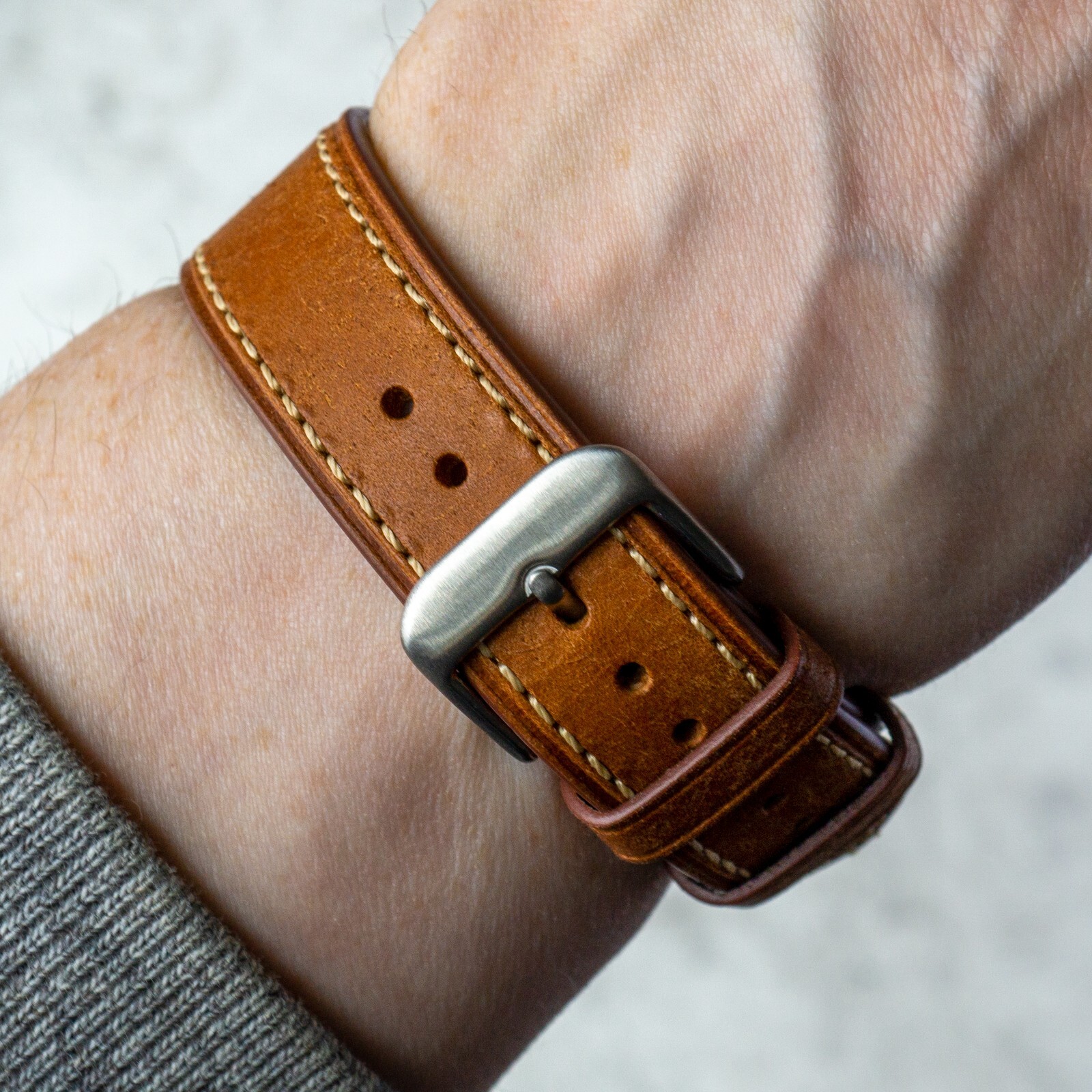 Italian Leather Watch Band – Full-Grain Leather – Cognac – 18, 20 or 22mm