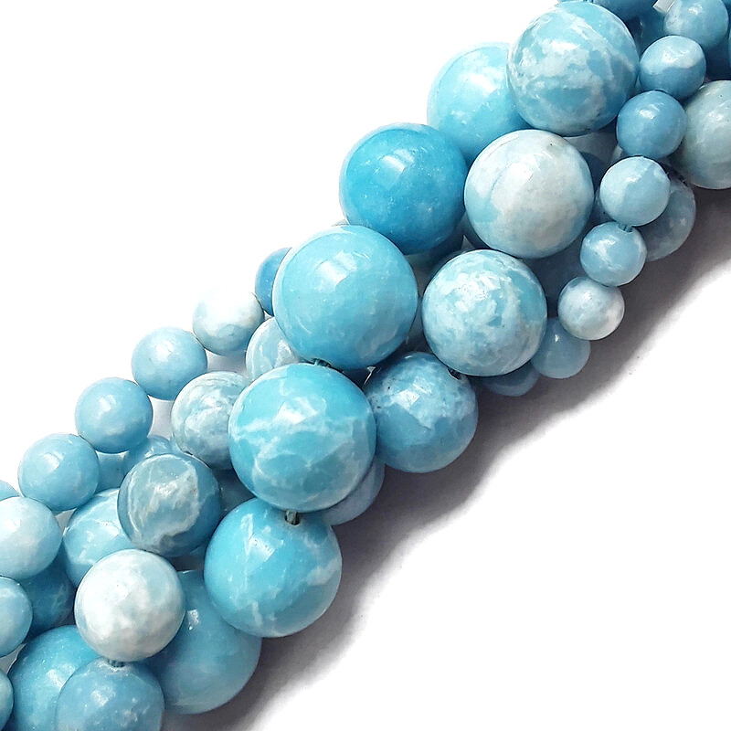 Larimar Quartz Smooth Round Beads 6mm 8mm 10mm 12mm 14mm 15.5″ Strand