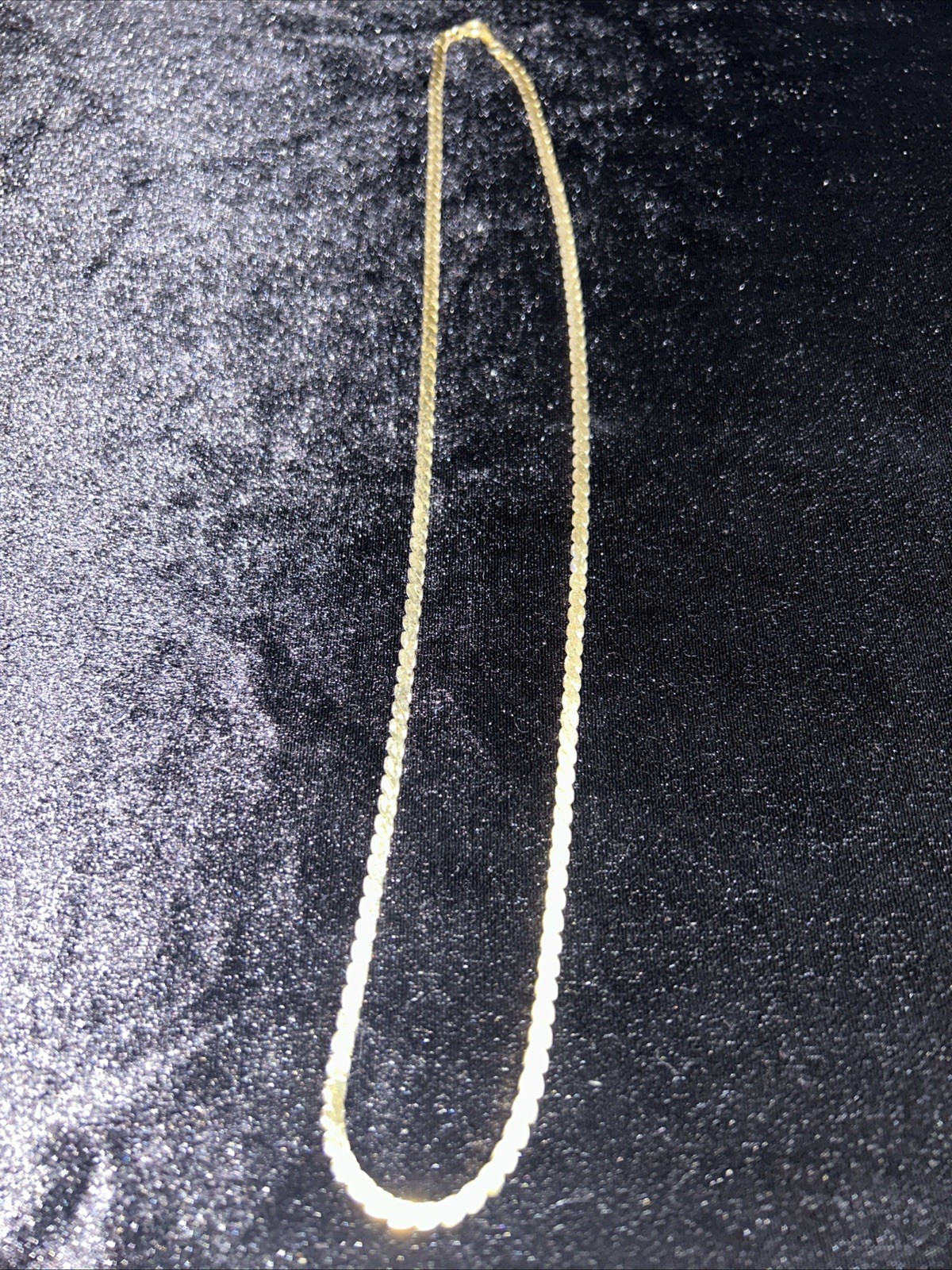 Vintage Signed Korea Herringbone Textured Chain Link Gold Tone 24” Necklace