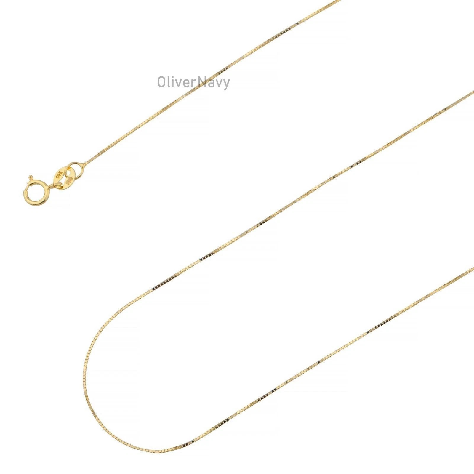 10K Solid Yellow Gold Box Chain Women 16” 18” 20” 22” 24′ 30” Italy
