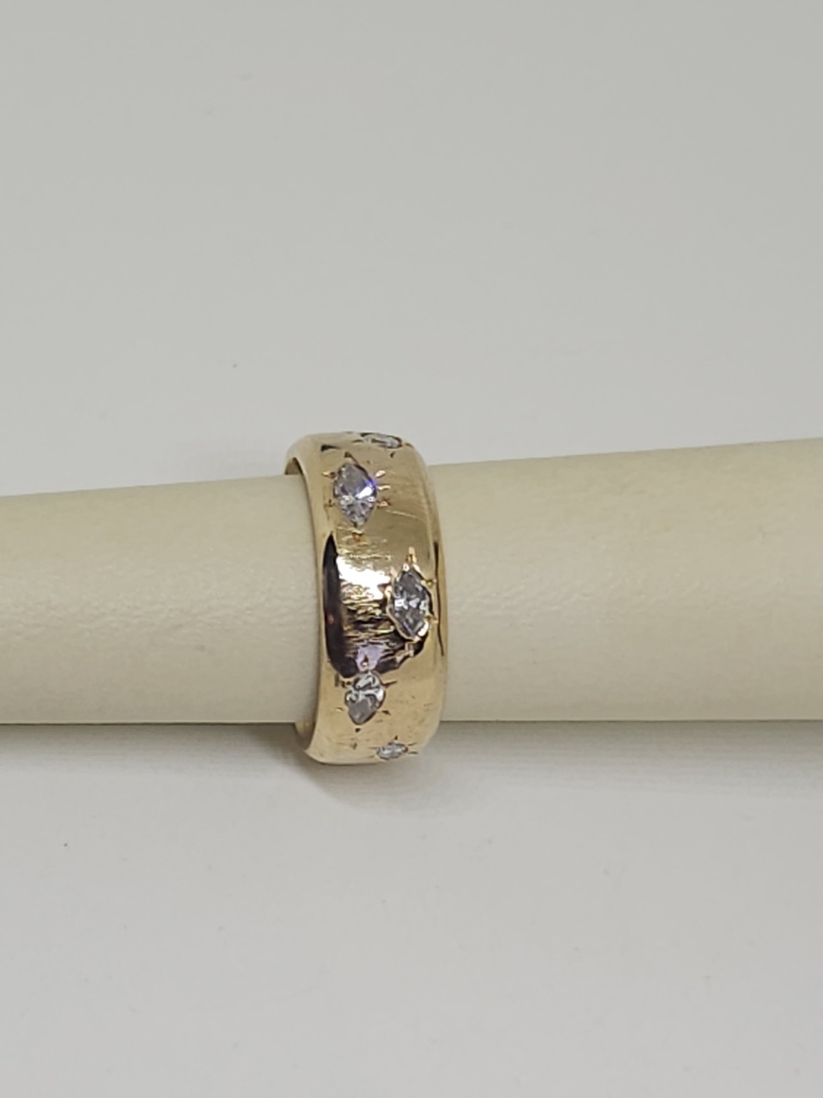 Custom Design 14k Yellow Gold 7.8 mm Wide Marquise Diamond Band 1ctw Size 5