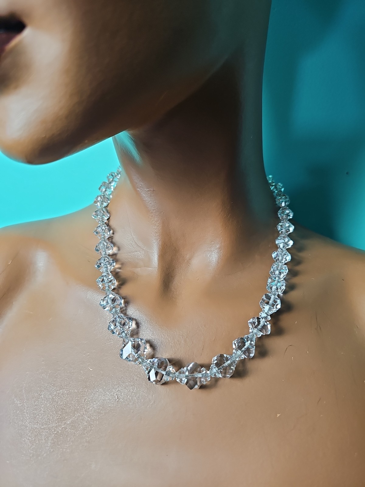Vintage Rock Crystal Sterling Chain 18″