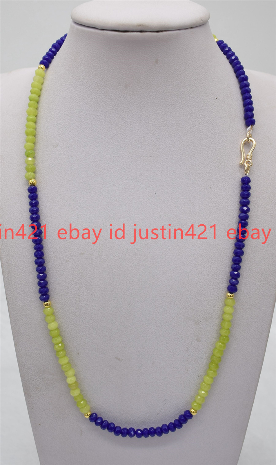 2x4mm Faceted Green Peridot Blue Jade Rondelle Beads Necklace 16-28 in