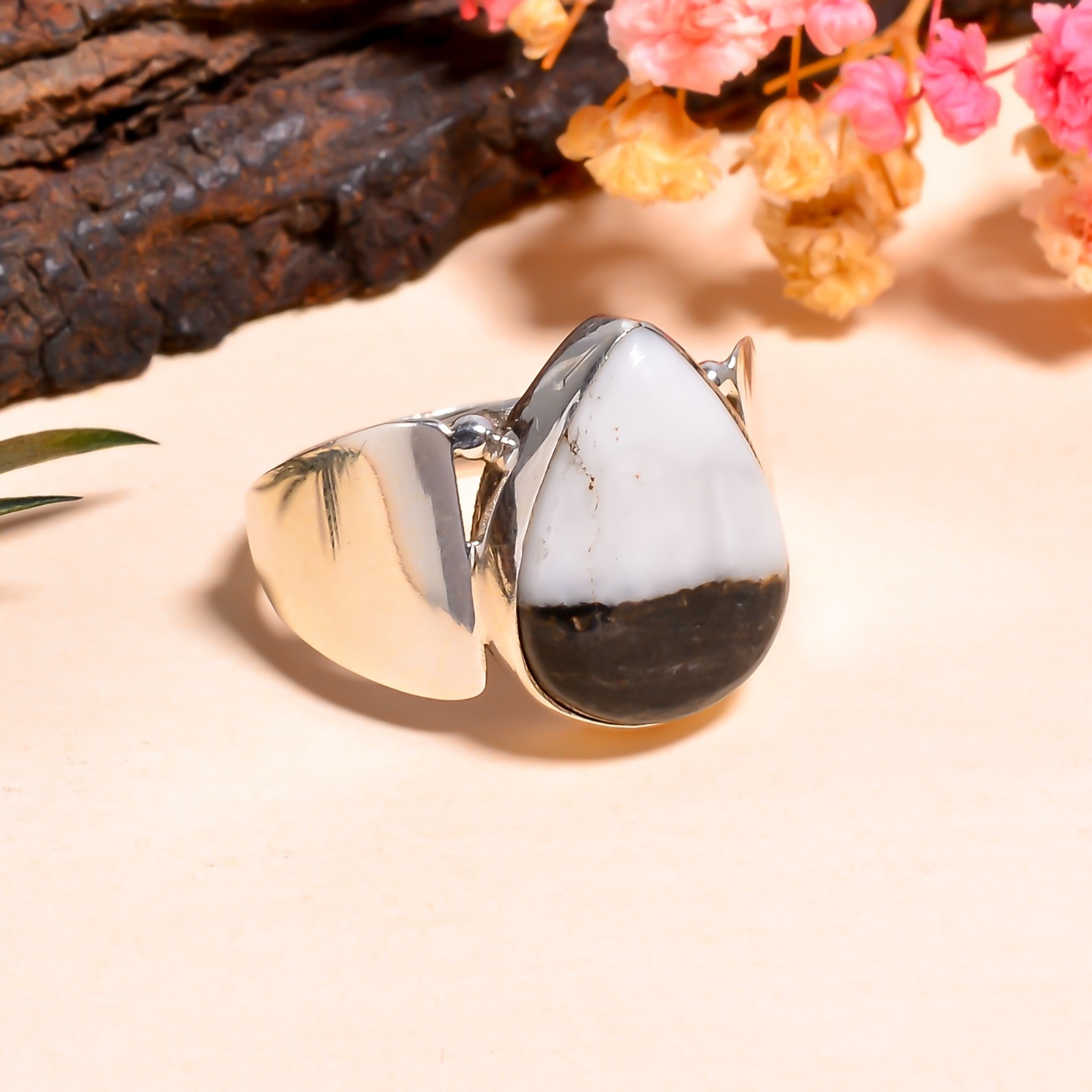Dendritic Agate Gemstone 925 Silver Handmade Statement Ring Jewelry