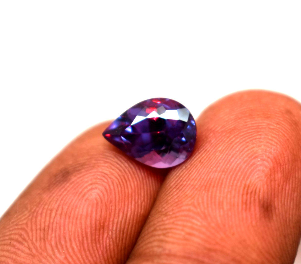 Certified Russian Natural Color Change Alexandrite 4 Ct Pear Cut Loose Gemstone