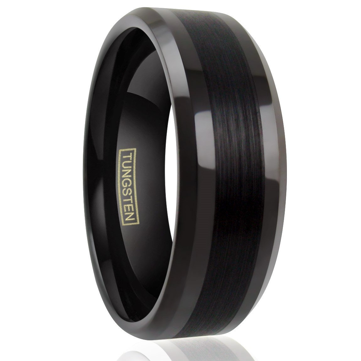 Black Tungsten Carbide Thin Brushed Wedding Band Ring – Engraving Avail.
