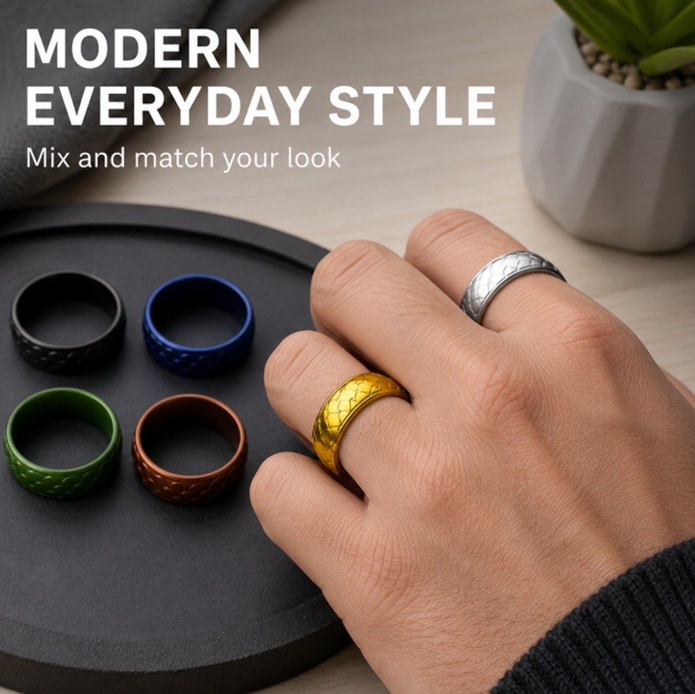 7 Pack Silicone Wedding Rings, Unisex Rubber Bands for Active Lifestyles & Sport