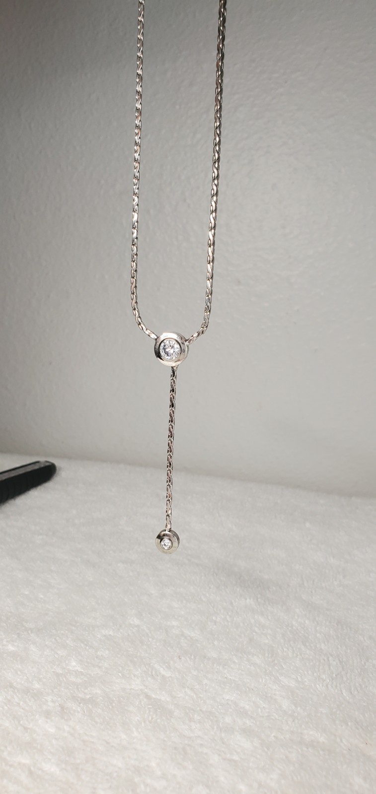ELIOT DANORI RHODIUM SILVERTONE Y DROP NECKLACE SWAROVSKI CRYSTAL ACCENTS 16.75″