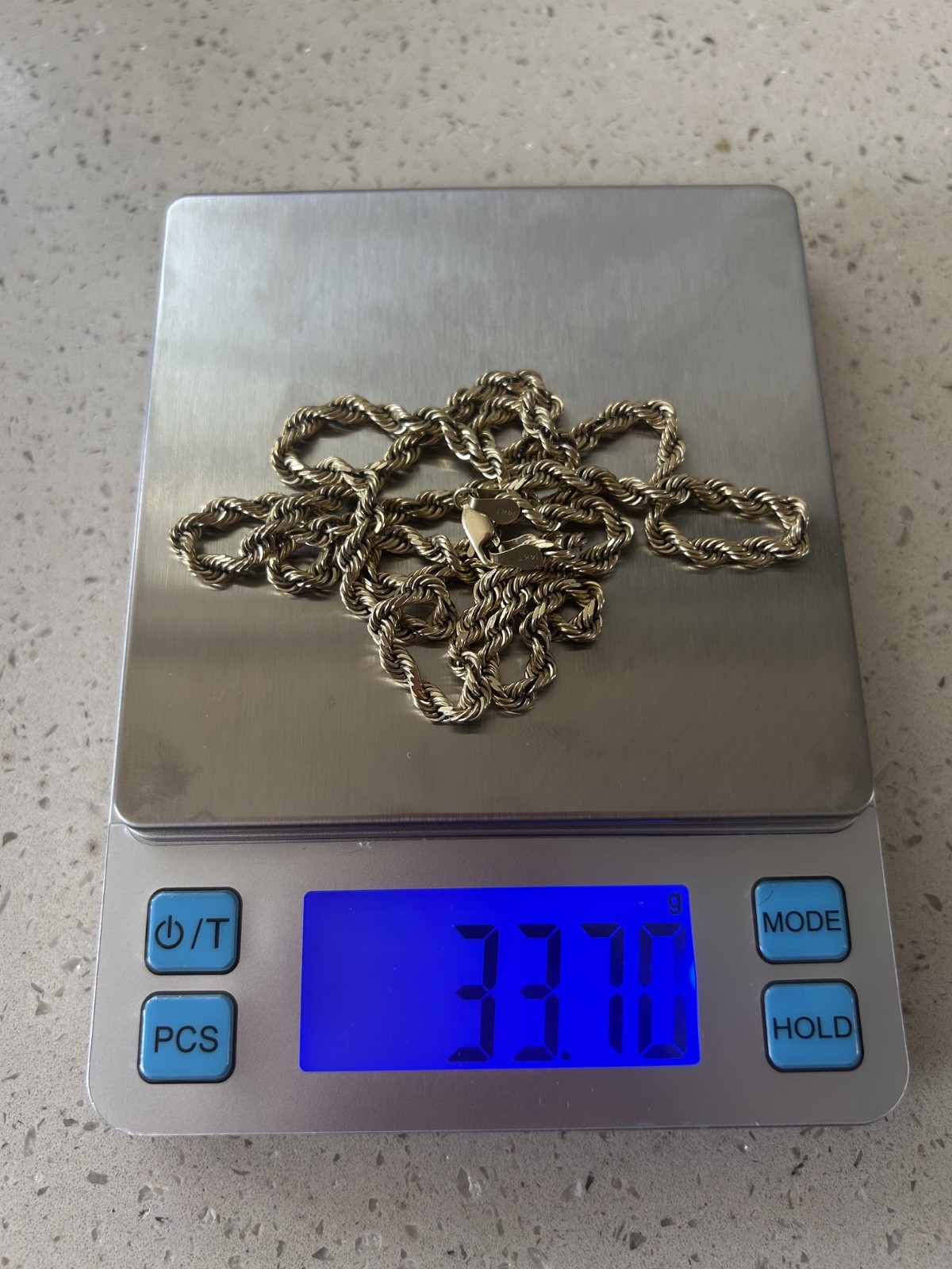 14k SOLID 14K DC GOLD ROPE CHAIN / 4mm x 26″ x 33.70 Grams / SOLID REAL 14k GOLD