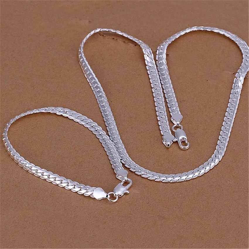 925 Sterling Solid Silver Chain Necklace Jewelry for Women Men Fashion Gift