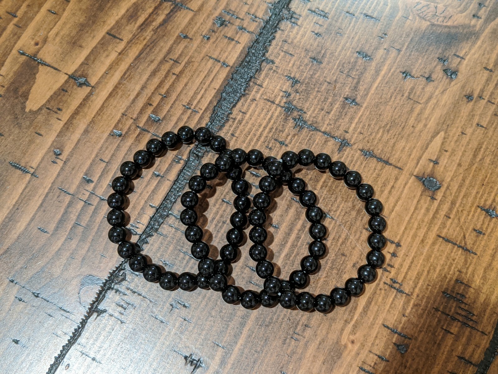 Beaded Bracelet 8mm Natural Stone Beads Men’s Gorgeous Semi-Precious Black Onyx