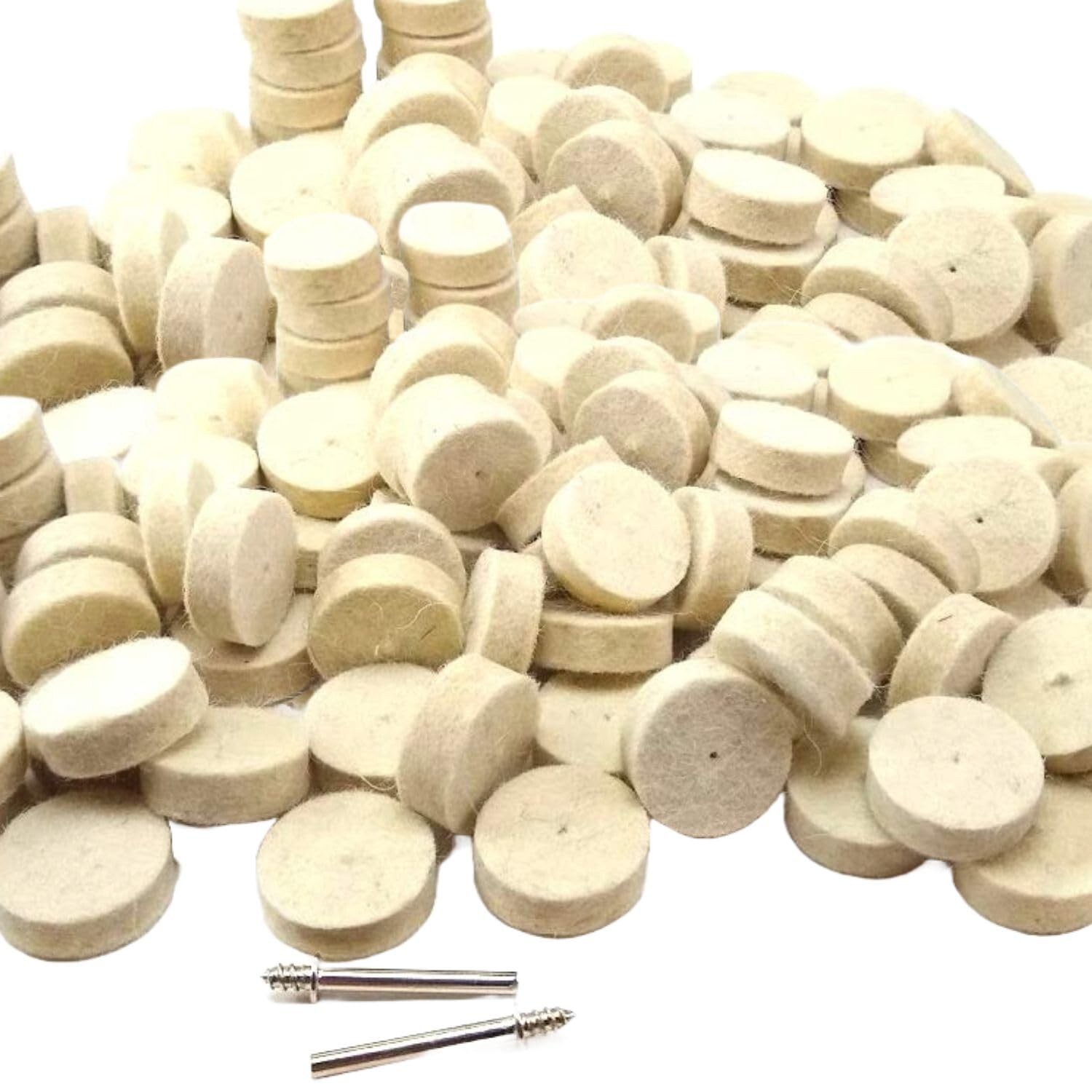 DRILAX 100 Pcs Wool Felt Buffing Polishing Wheels Compatible with Dremel 1 inch