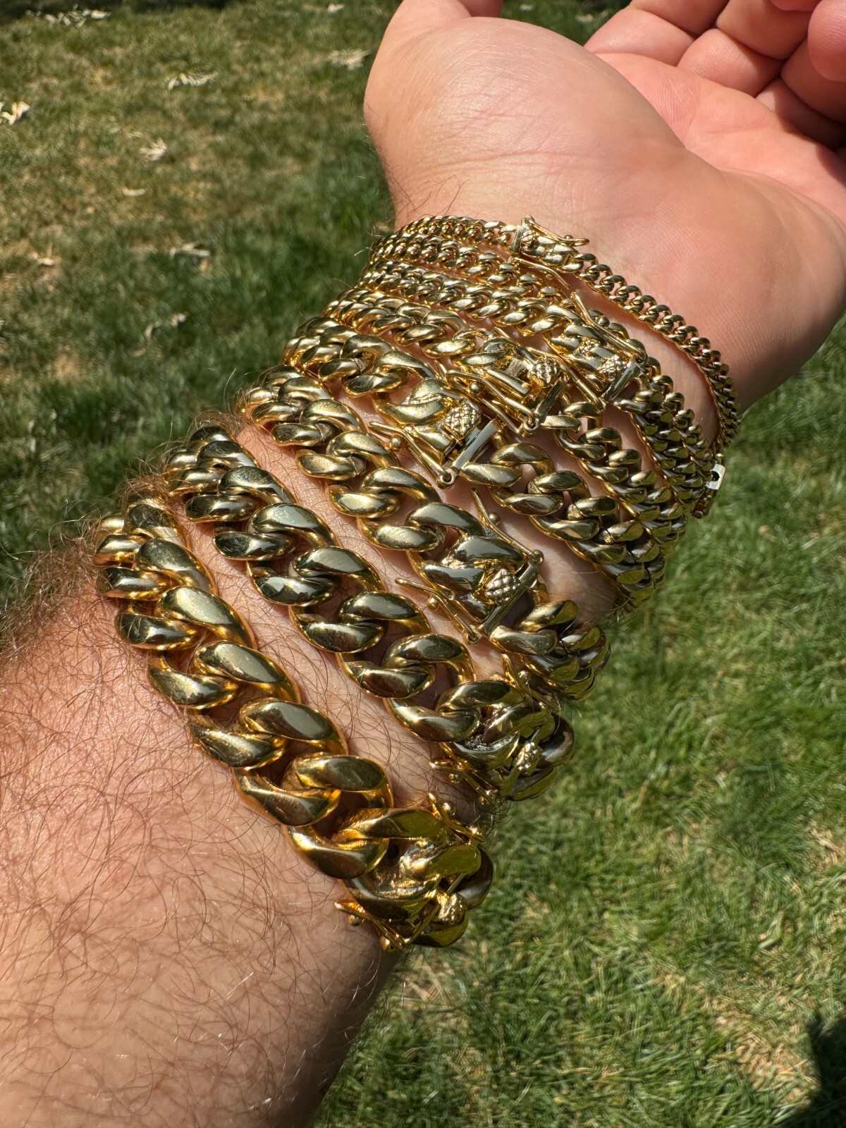 Miami Cuban Link Bracelet 14k Yellow Gold Plated Stainless Steel 4-18mm