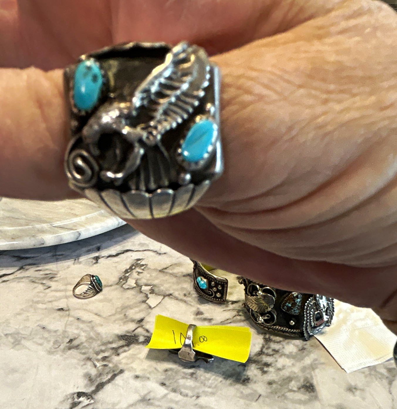 Sterling silver native american mens 10.5,ring from 1970’s