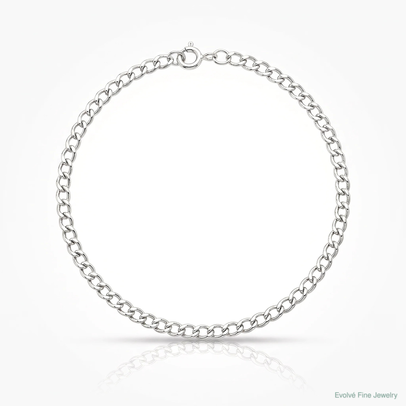 Sterling Silver 3mm Half Round Wire Open Curb Chain Anklet Bracelet 7″-10″