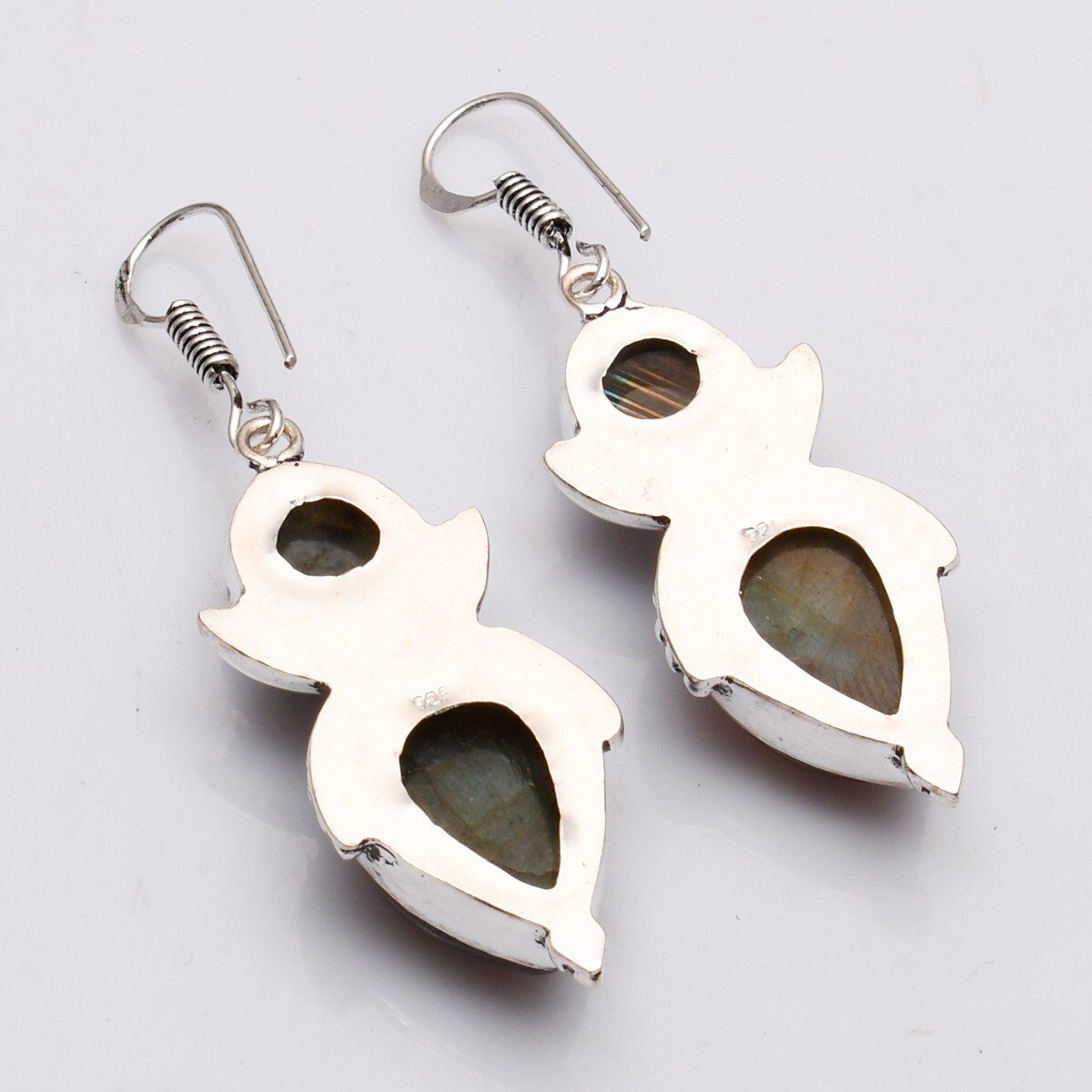 Labradorite Gemstone Handmade Drop Dangle Earrings Jewelry 2.12″ NE-001