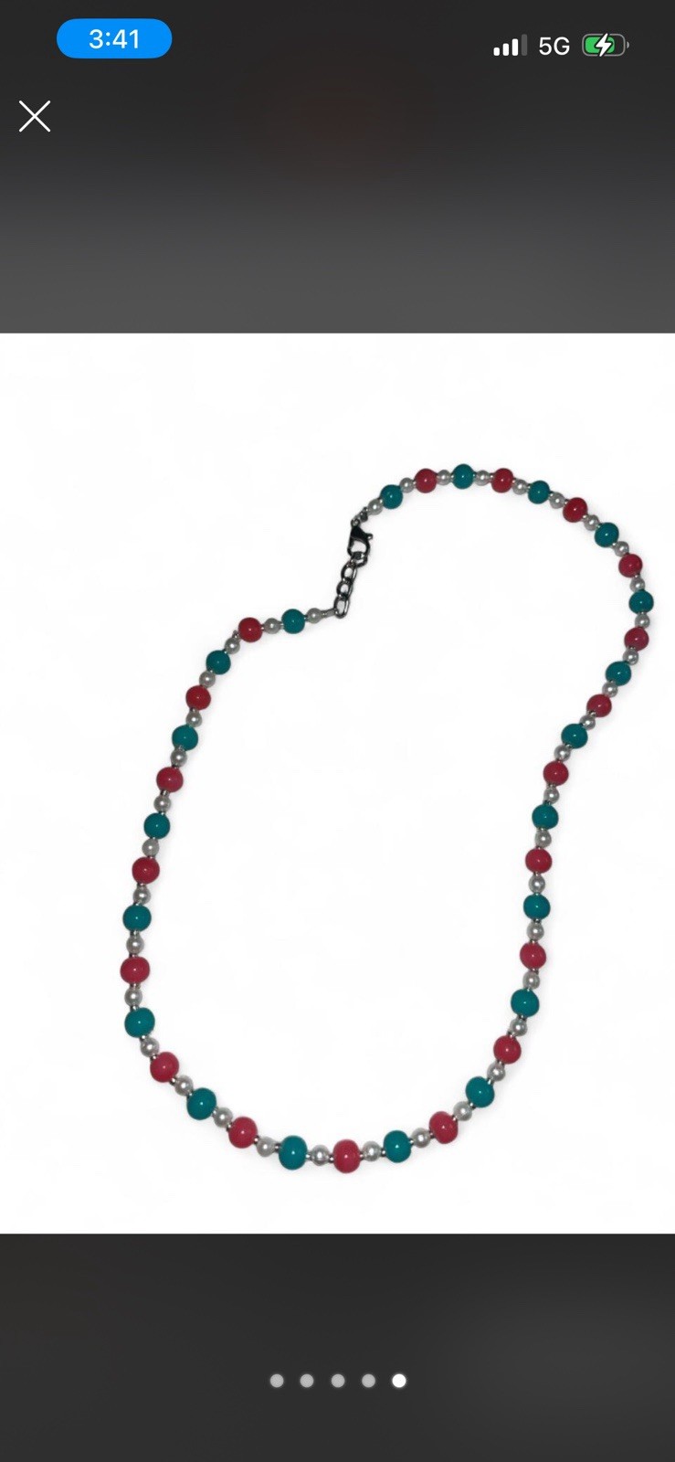 Multicolor Beaded Necklace Round Beads Ball/Bead Chain Metal Lobster Clasp