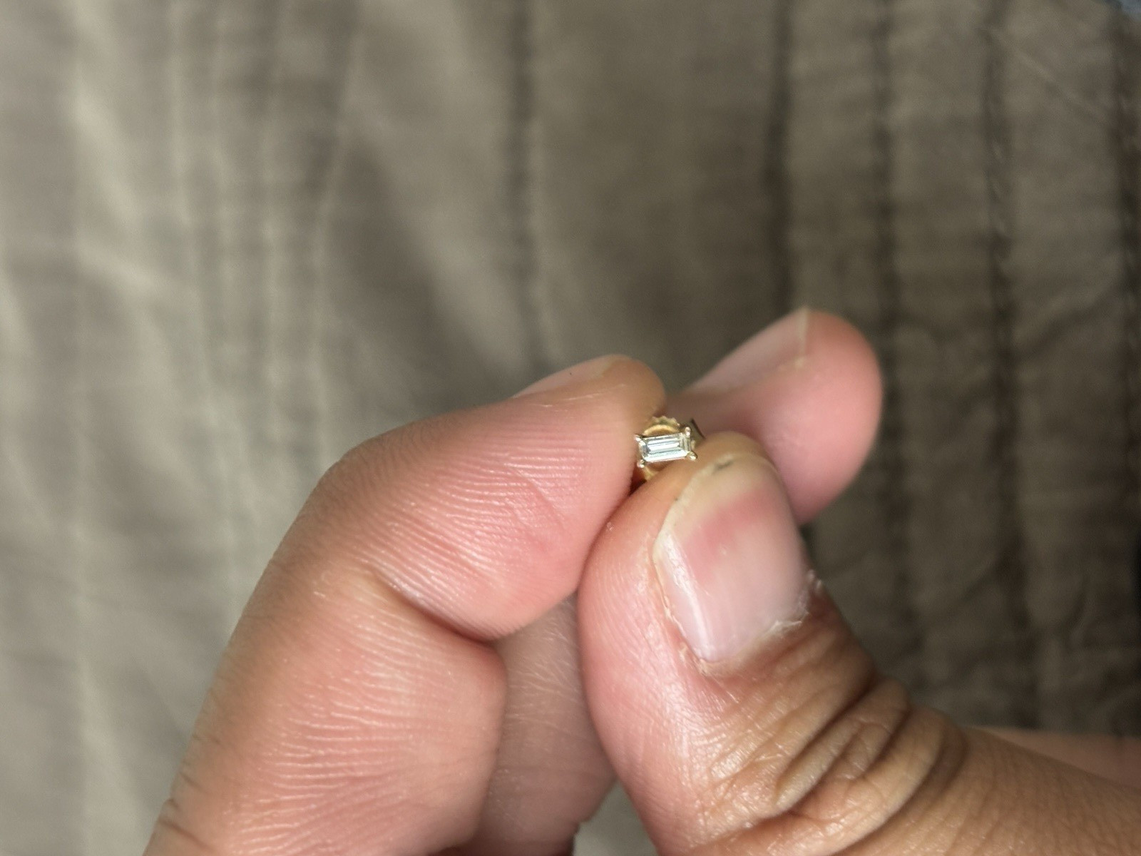Mejuri Single Baguette Cut Diamond SI-1 Stud 14KT Yellow Gold Worn For 1 Week!