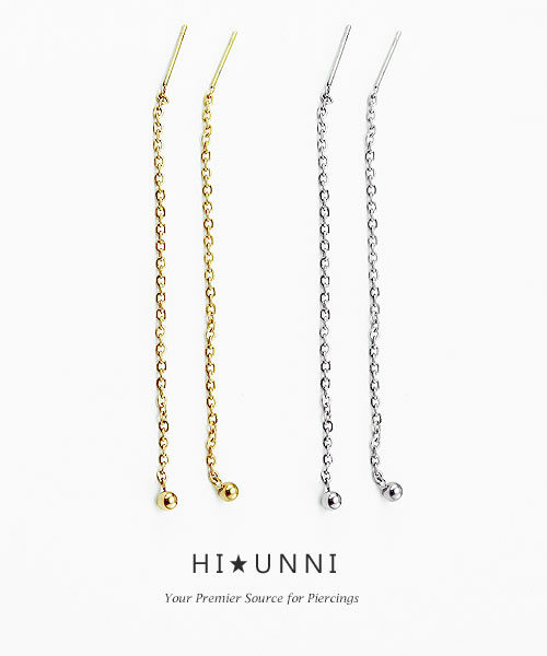 18g Chained threader earrings long chain earrings stainless steel sold as a pair