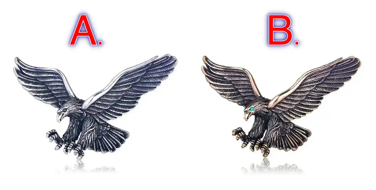 PATRIOTIC EAGLE BROOCH RHINESTONE EYES for MALE/FEMALE CHOICE OF SILVER or GOLD
