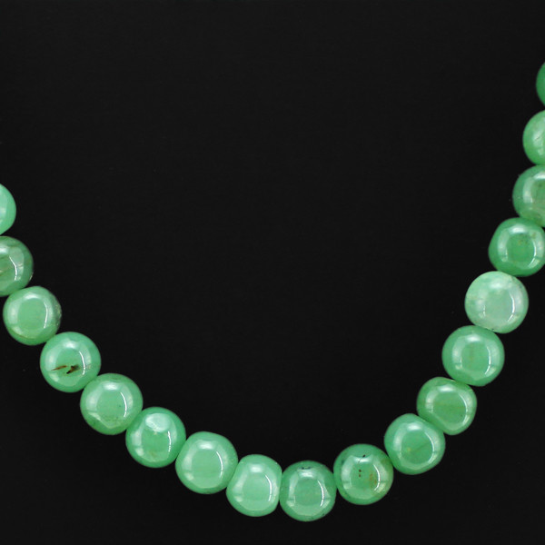 DEMANDED 318.00 CTS NATURAL UNTREATED GREEN JADE ROUND BEADS NECKLACE – (DG)