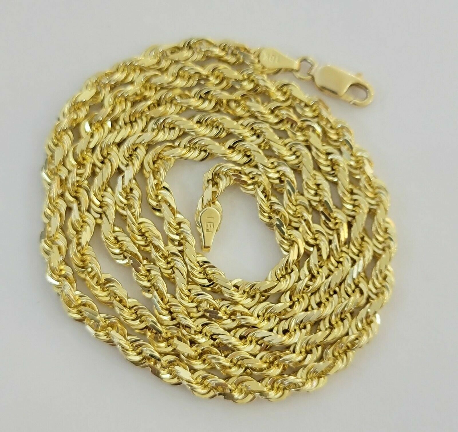 Real Solid 10k Gold Rope Chain Cross Charm 4mm Necklace & Pendant Set 16″-28″