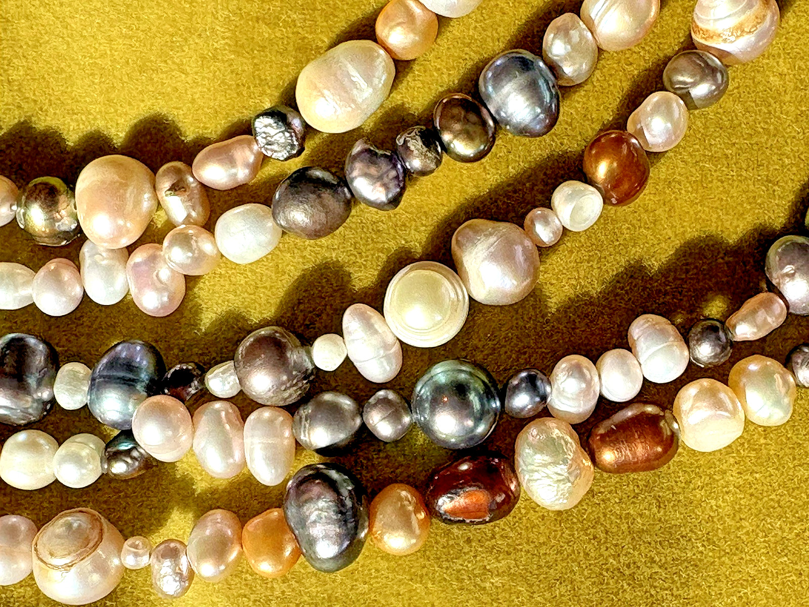 Multicolor Freshwater Pearl 69″ Long Necklace Iridescent Variation